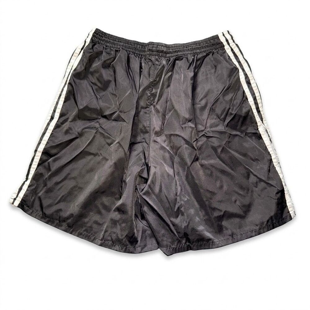 Adidas 90s Rare Satin Soccer Shorts Lisbon Silky Nylon Black White Medium - Picture 3 of 9